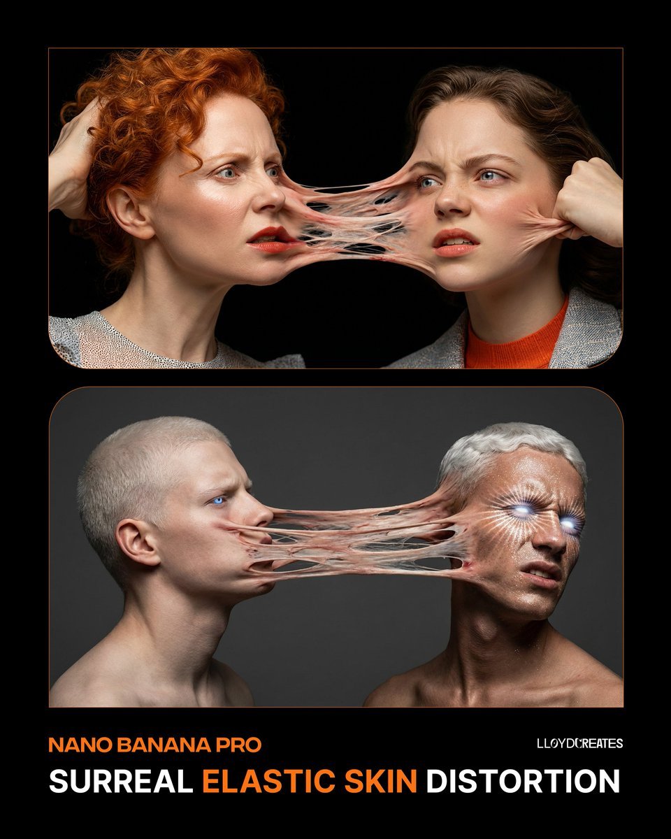 Surreal Elastic Skin Distortion Portrait
