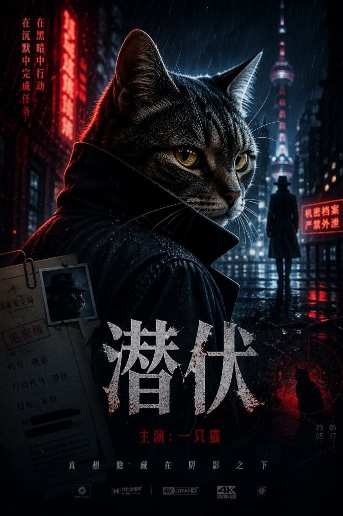 Spy Movie Poster with Cat