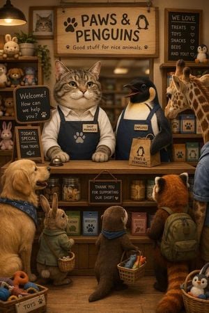 Cat Manager and Penguin Clerk