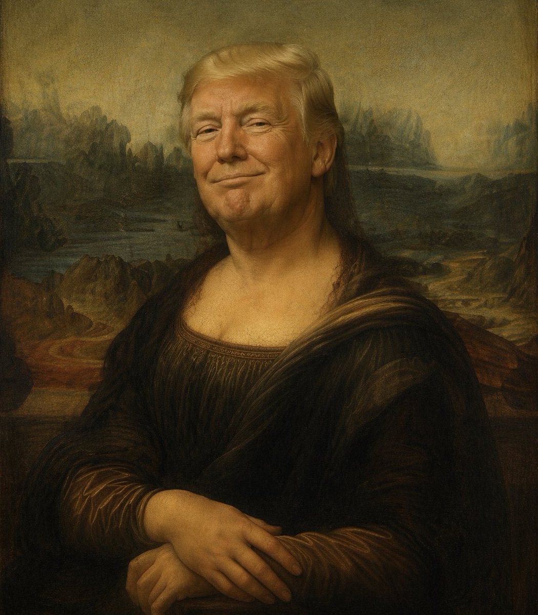 Censored Mona Lisa Oil Portrait