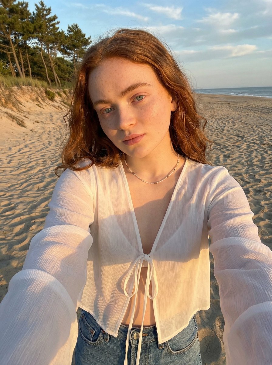Golden Hour Beach Selfie Prompt