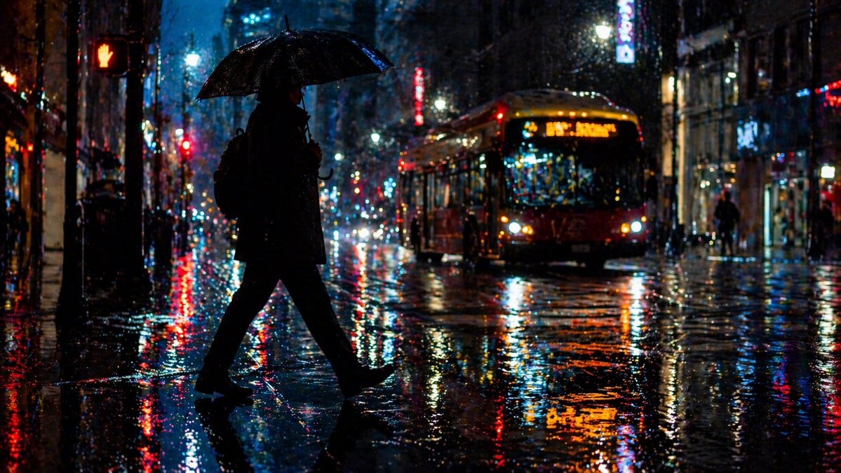 Rainy Night City Crossing
