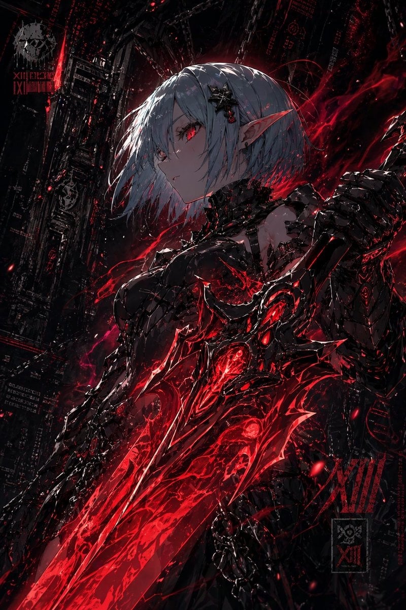 Dark Cyber Elf With Crimson Blade