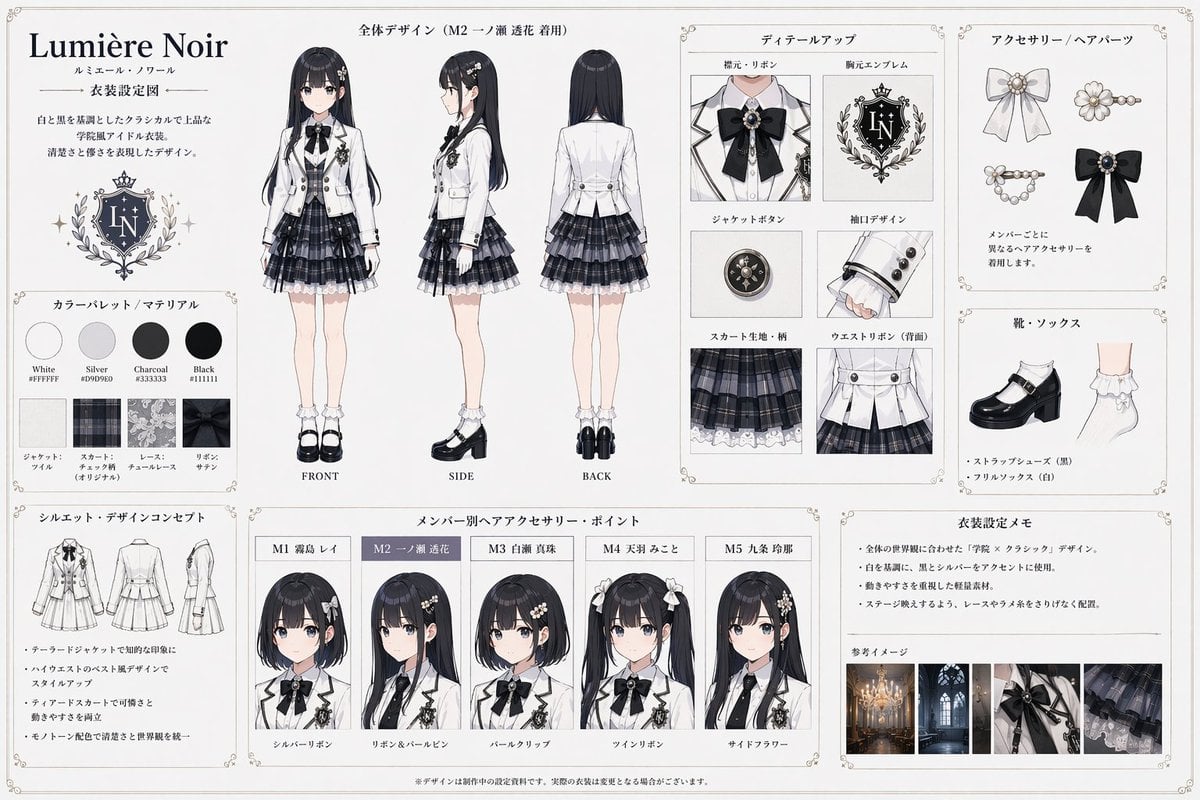 Idol Costume Design Sheet