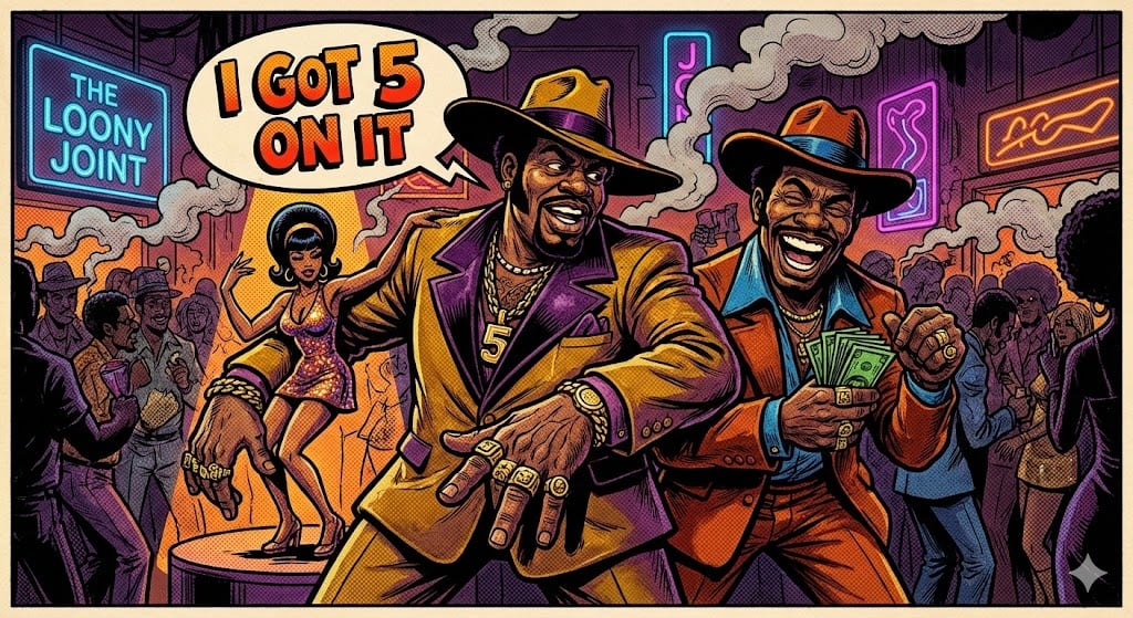 Blaxploitation Comic Art 'I Got 5 On It' Prompt