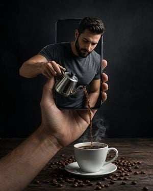 Surreal Coffee Smartphone Interaction