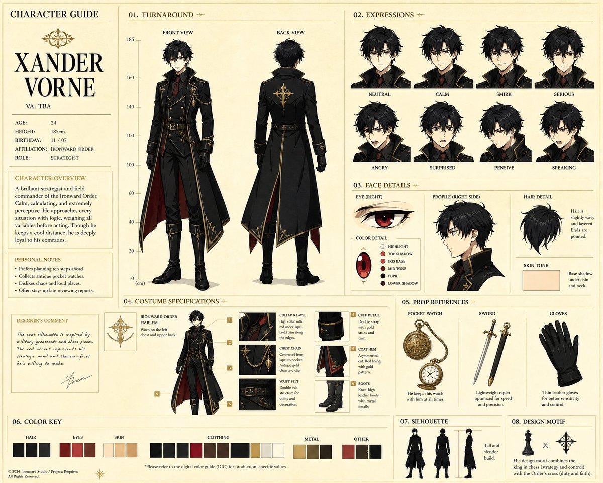 Anime Character Production Guide Sheet