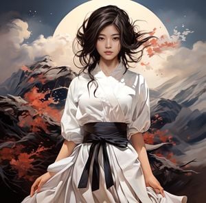 Anime Fine Art Moonlight Mountains