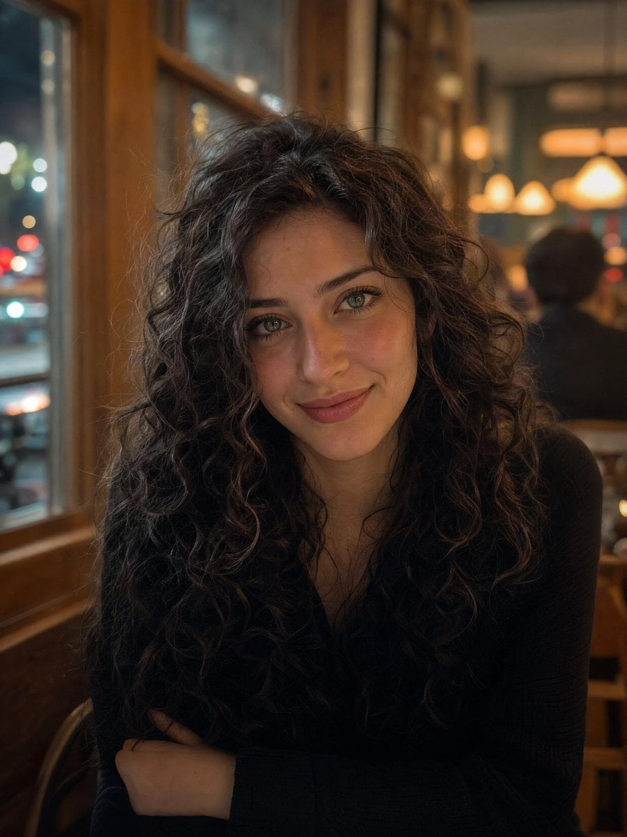 Cozy Night Café Portrait
