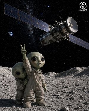 Lunar Alien Babies and Satellite