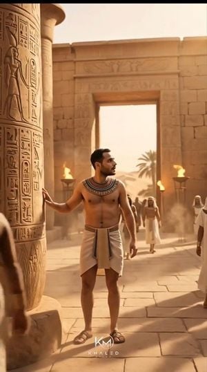 Modern Man in Ancient Egyptian Temple