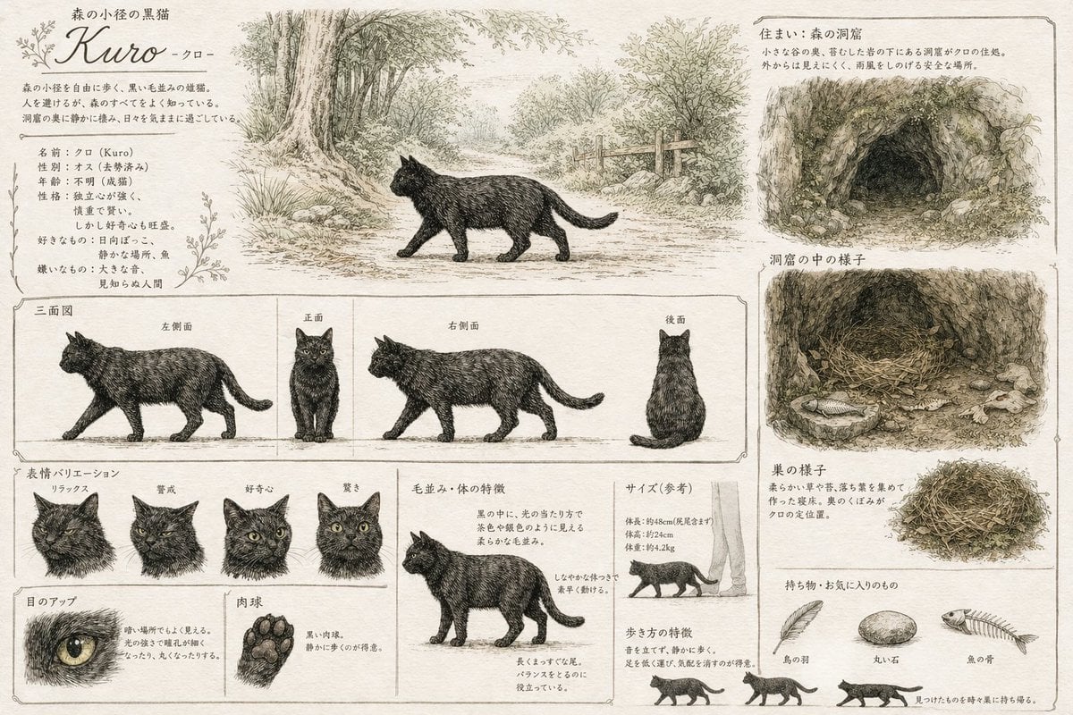 Vintage Creature Concept Art Sheet