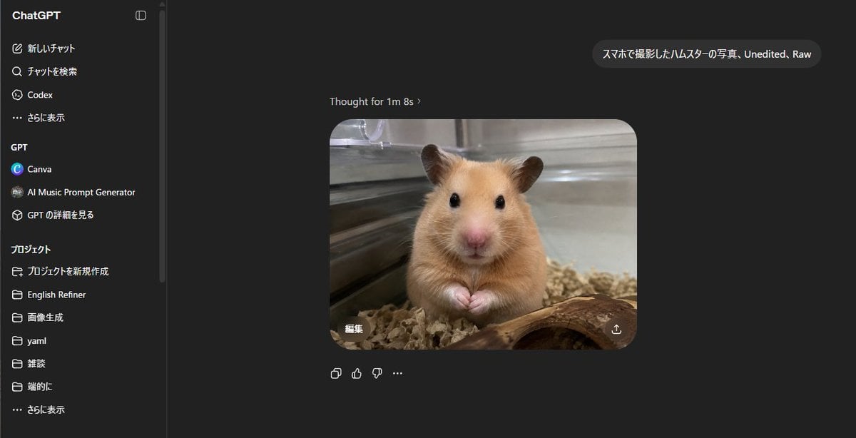ChatGPT Hamster Image Screenshot