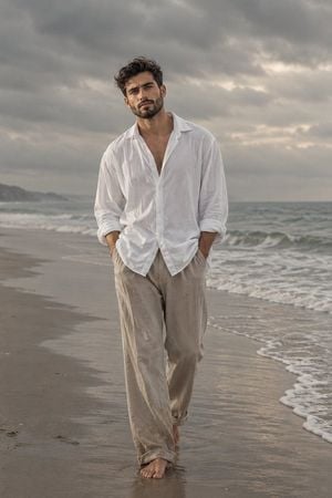 Melancholic Beach Fashion Portrait