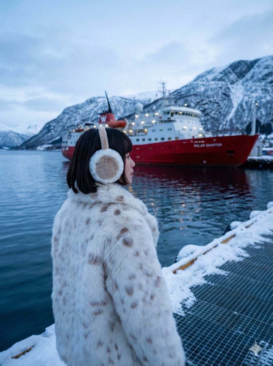 Moody Cinematic Travel Photo in Snowy Harbor