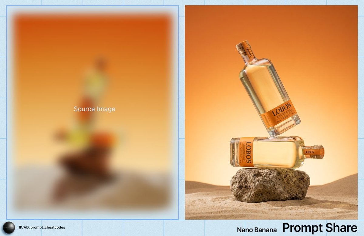 Product Photography Prompt for Lobos Tequila Bottles