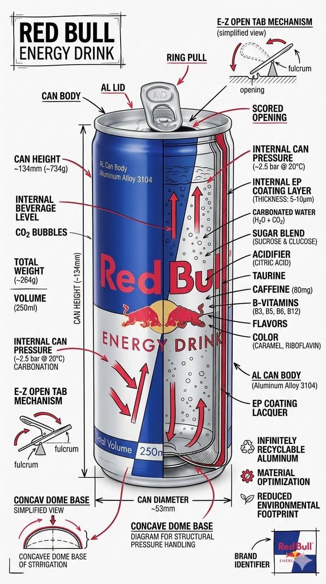 Technical Infographic Schematic for a Product/Beverage