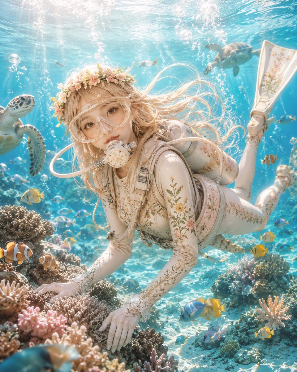 Anime Scuba Diving Character Portrait