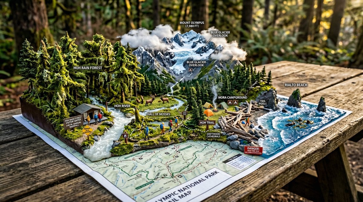 National Park Trail Map Miniature Ecosystem Diorama