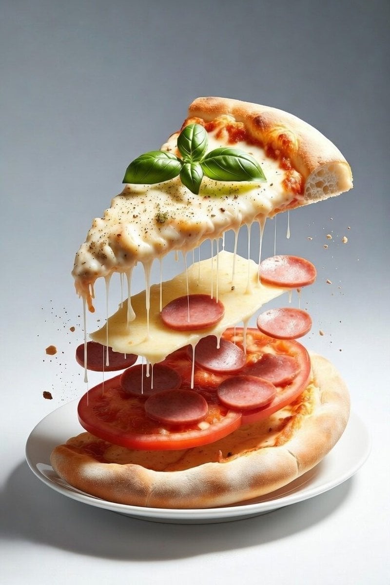 Deconstructed Floating Pizza Still Life Prompt