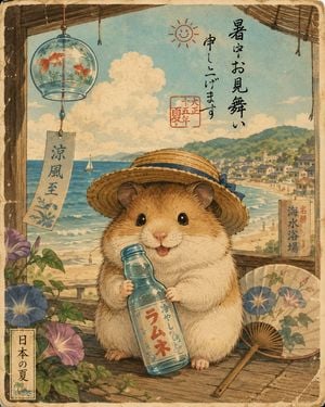 Hamster Japanese Summer Card
