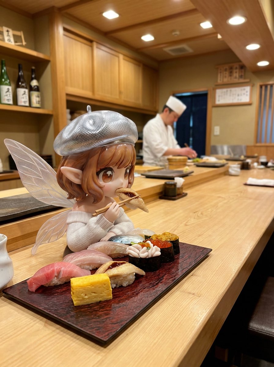 Fairy Eating Sushi Image Prompt