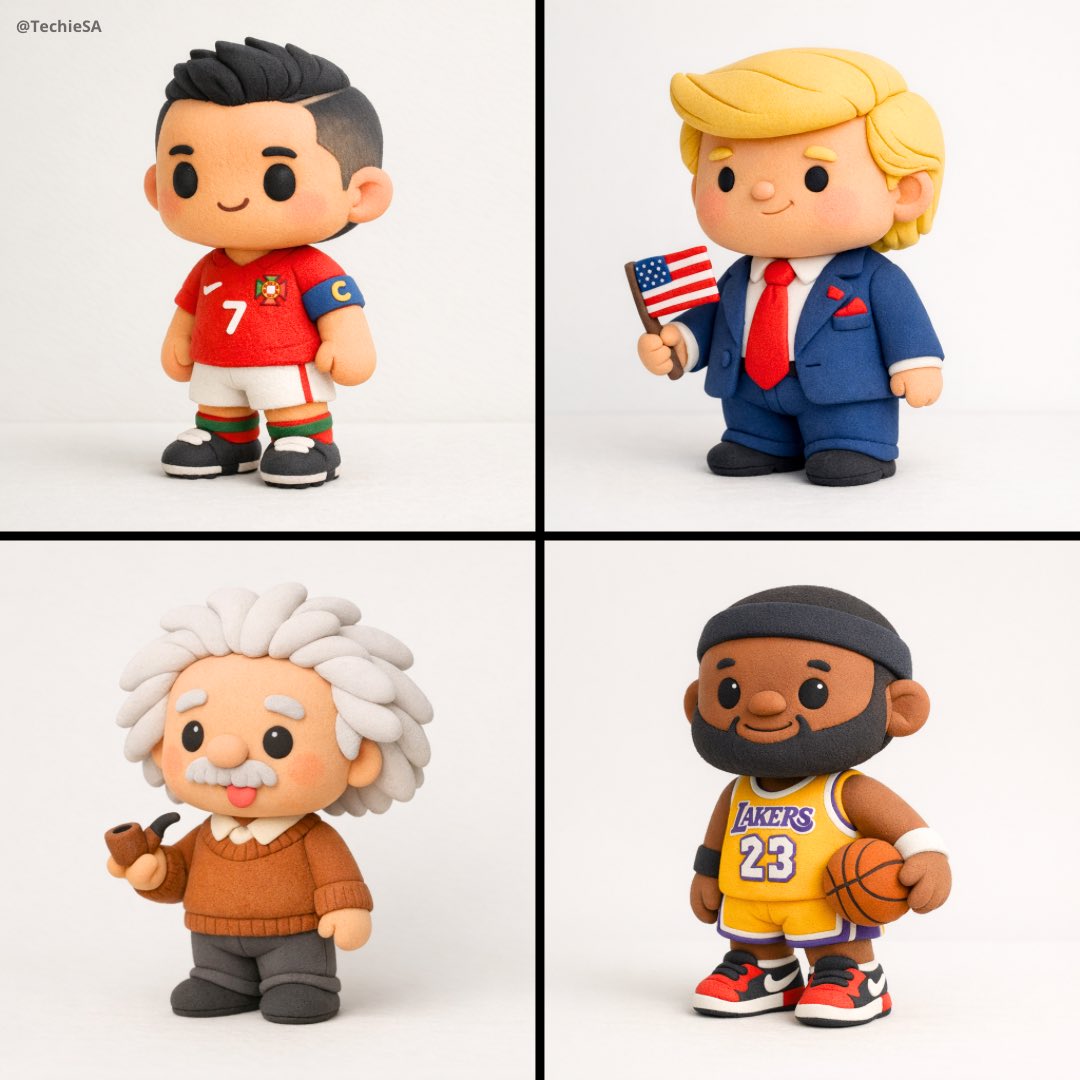 Stylized miniature model of shaped entirely from soft polymer clay