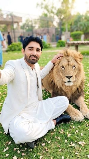 South Asian Man Selfie With Lion