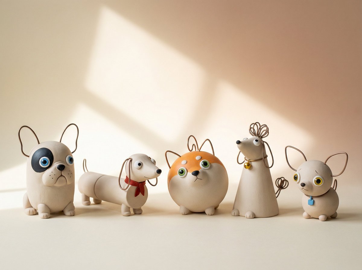 Handmade Clay Figurine Style with Wire Elements