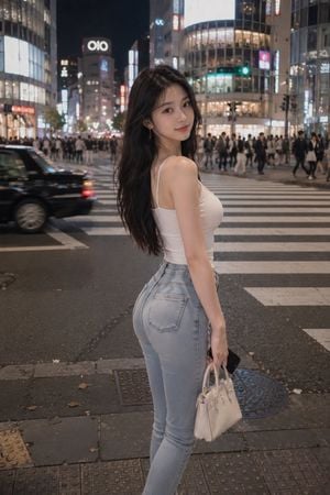 Tokyo Night Crosswalk Fashion Portrait
