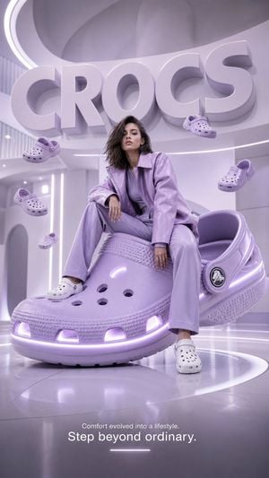 Futuristic Crocs Fashion Advertising Poster
