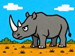 Grumpy Rhino Savanna Illustration
