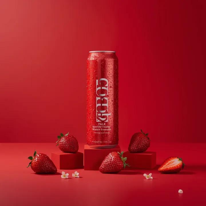 A premium studio product photograph of a tall, slim red aluminum