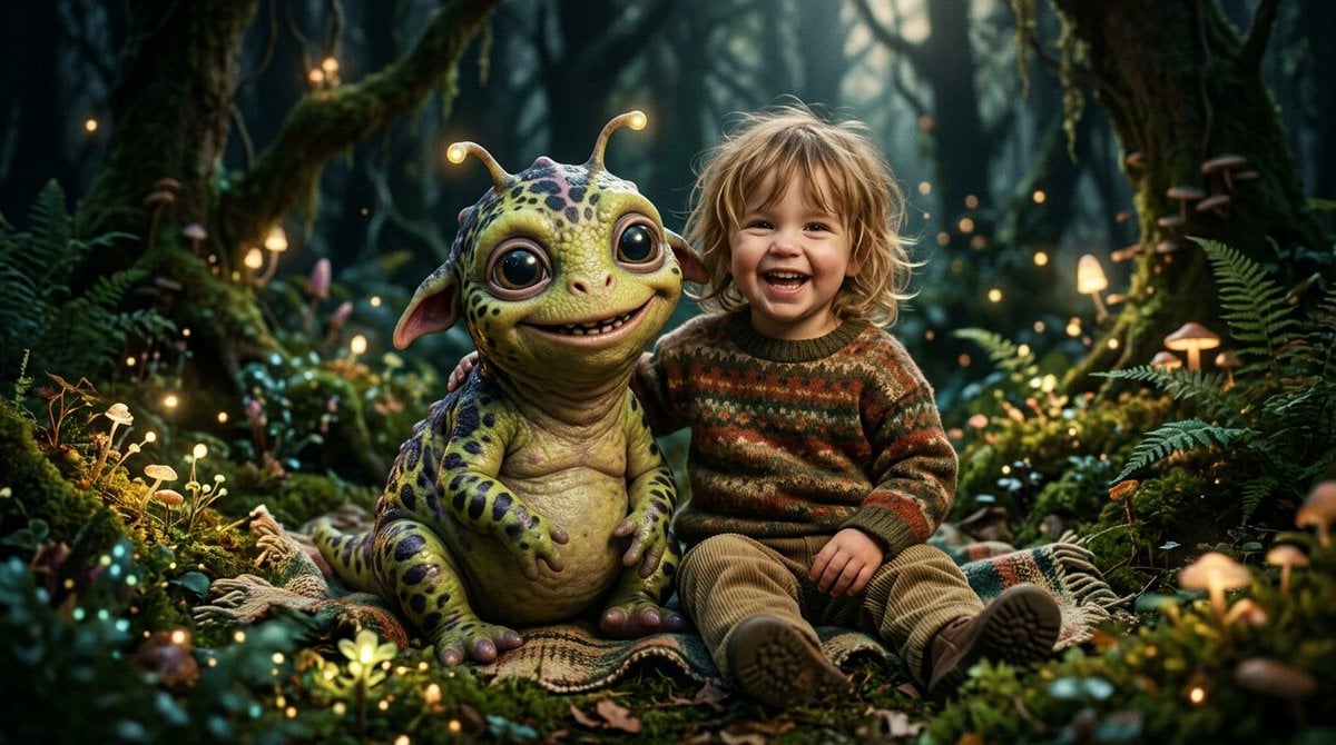 Fantasy Child and Alien Creature Portrait