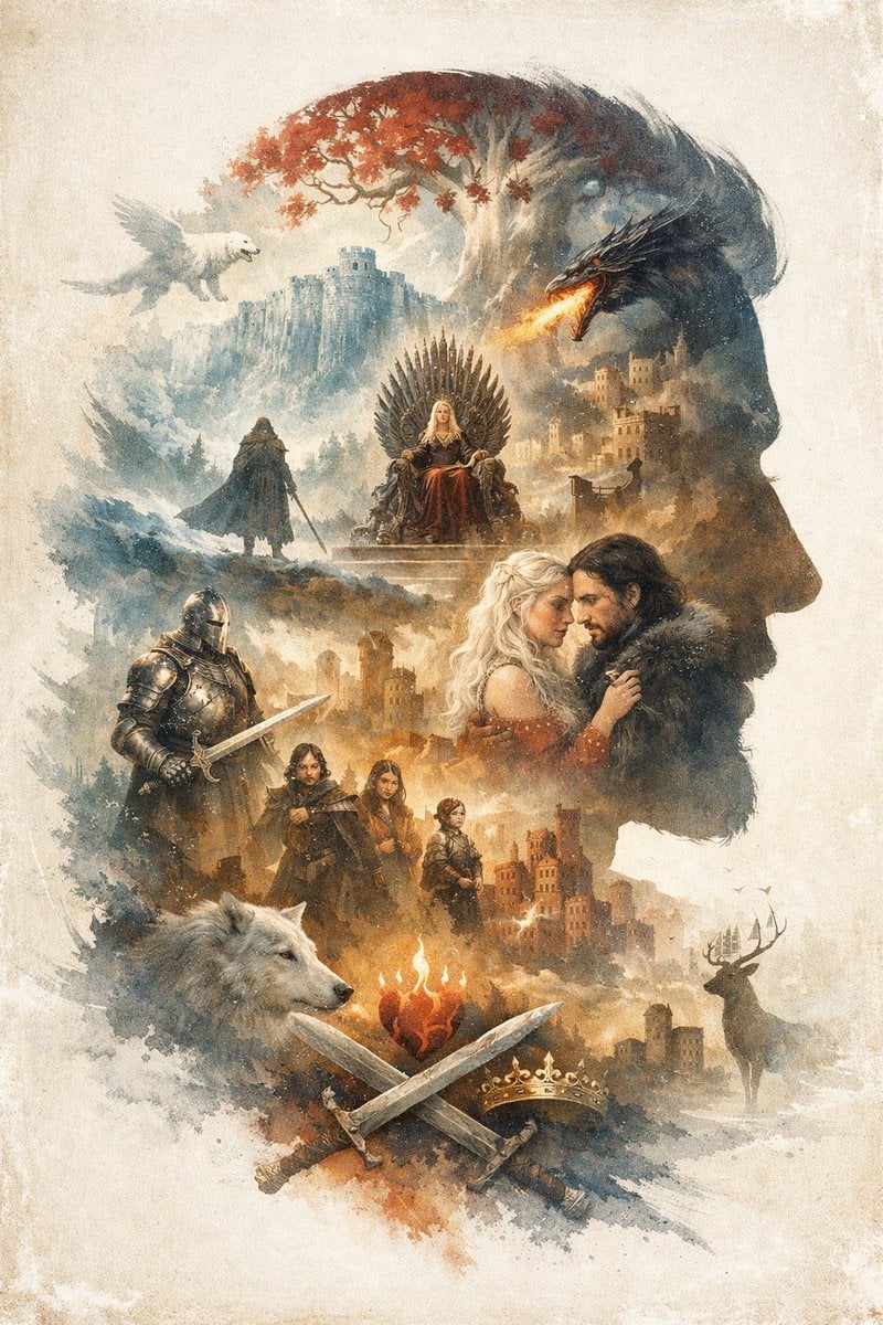 Epic Fantasy Double Exposure Silhouette