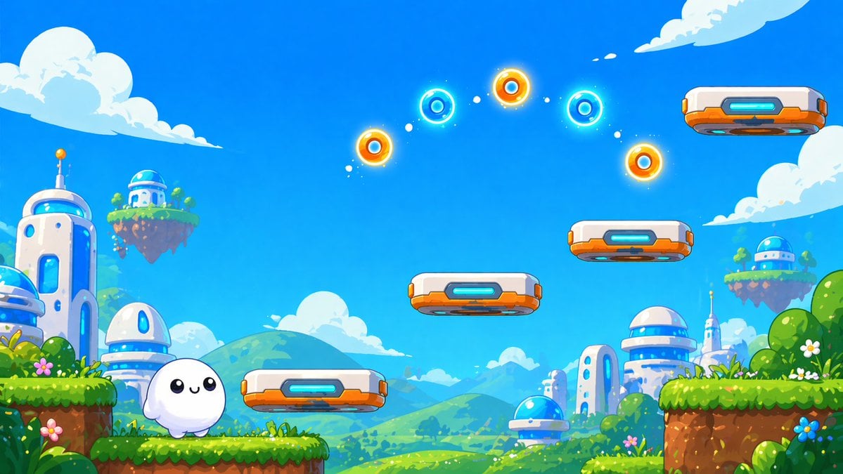 Cute Futuristic Platformer Scene
