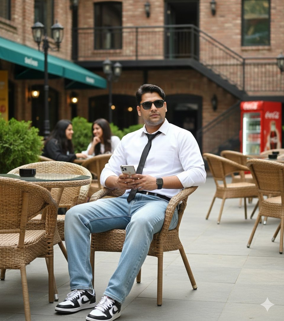 Ultra-Realistic DSLR Photo of an Indian Man in a Café
