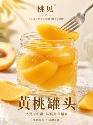 Premium Canned Peach Poster Design