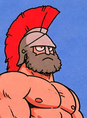 Cartoon Spartan Warrior Bust