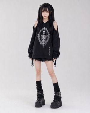 Gothic Oversized Graphic Hoodie Outfit