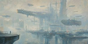 Lonely Sci-Fi Harbor Wallpaper