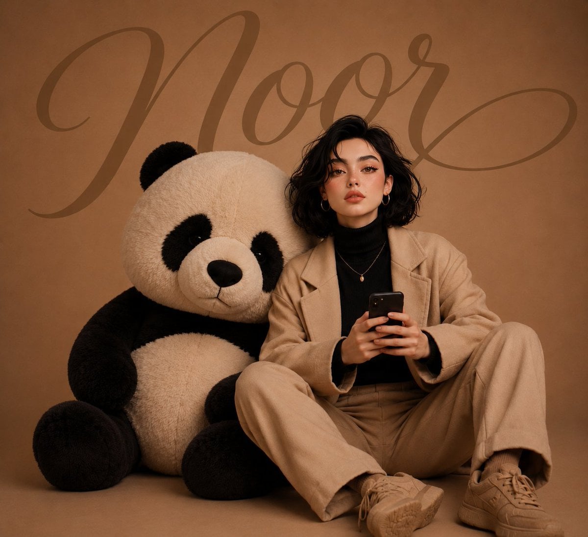 Girl with Giant Plush Panda