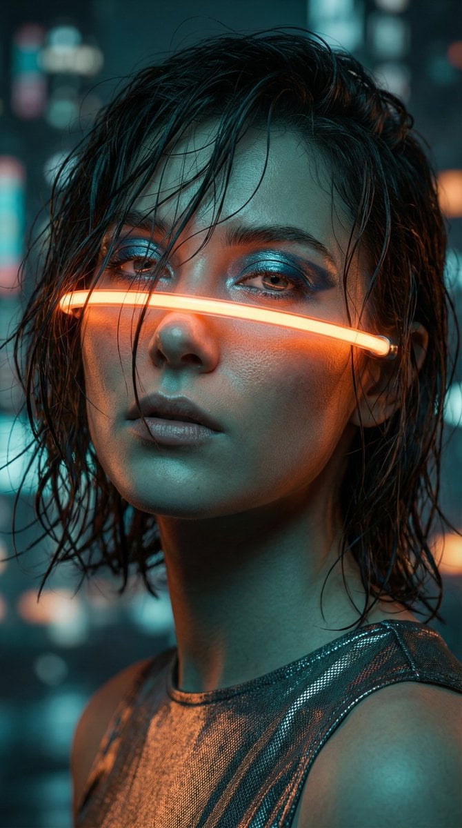 Cyberpunk High-Fashion Portrait Prompt