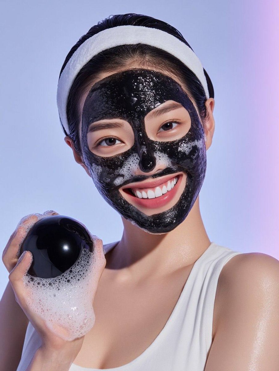 Foaming Black Sheet Mask Skincare Ad Prompt