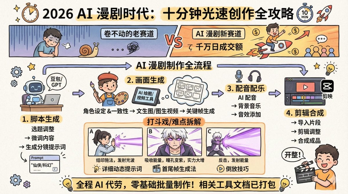AI Comic Production Workflow and Infographic Prompt