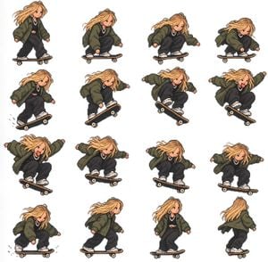 Pixel Art Skateboard Girl Sprite Sheet