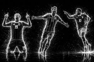 Futuristic Neon Wireframe Athlete Portrait