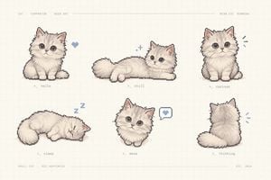 Pixel Art Kitten Companion Sheet