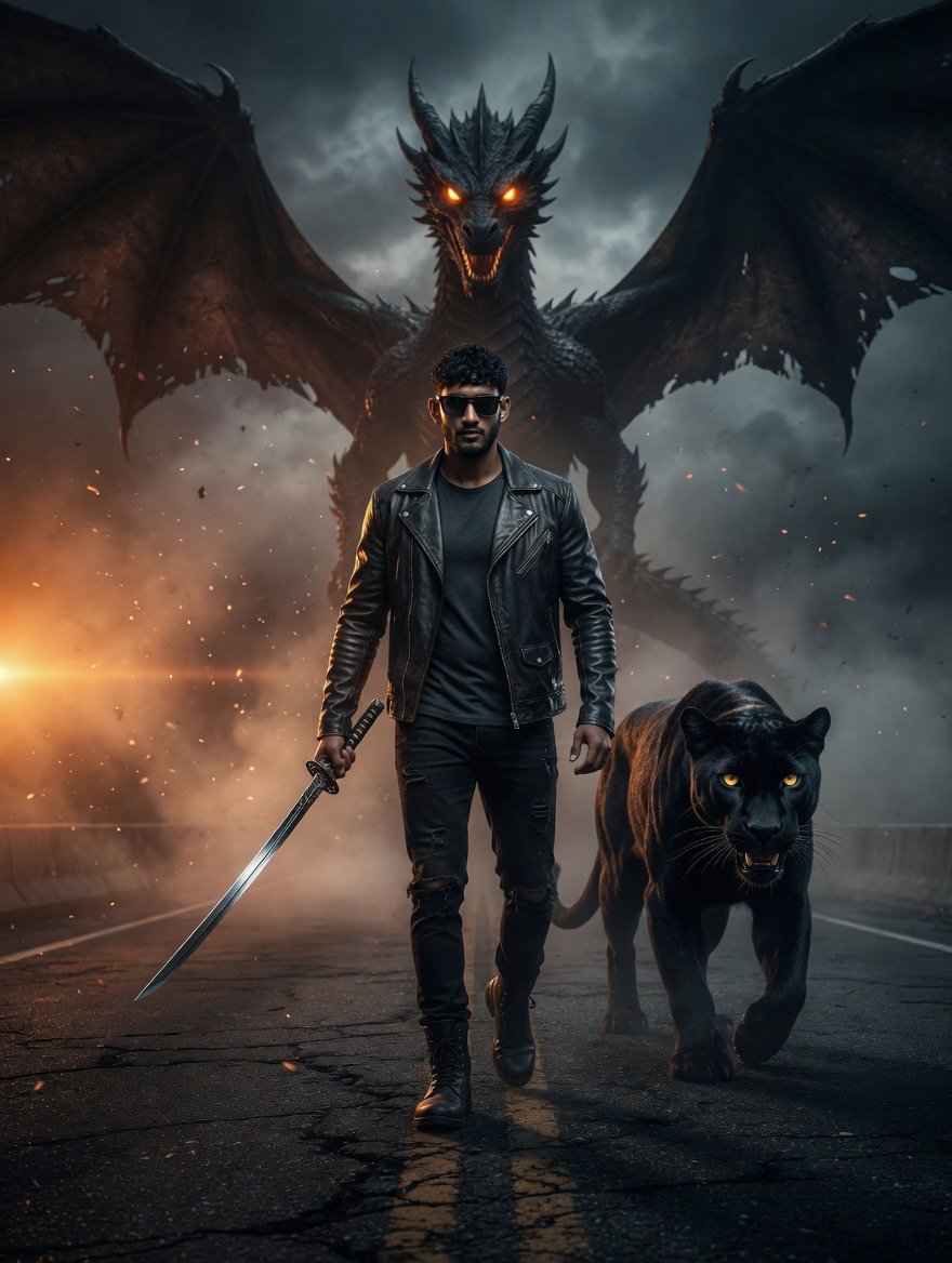 Cyberpunk Fantasy Action Movie Poster