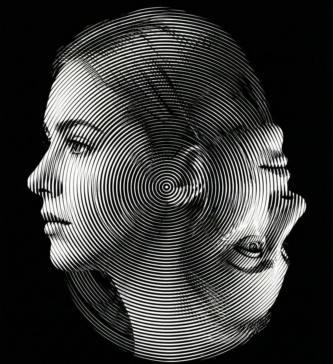 Dual-Orientation Optical Illusion Portrait